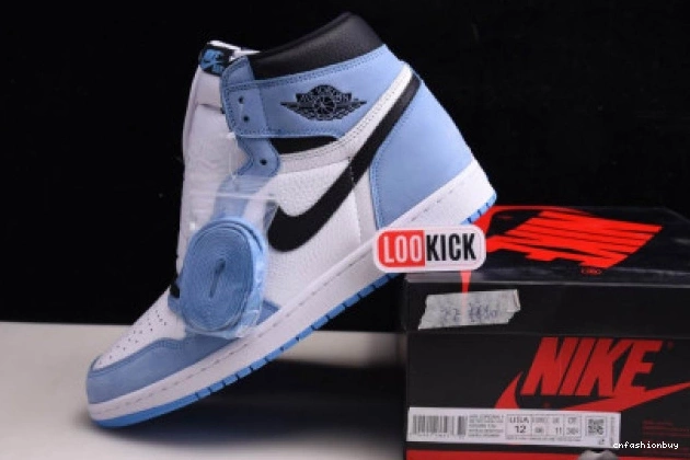 BLUE UNIVERSITY AIR 555088-134 WHITE BLACK HIGH RETRO 1 JORDAN 0801